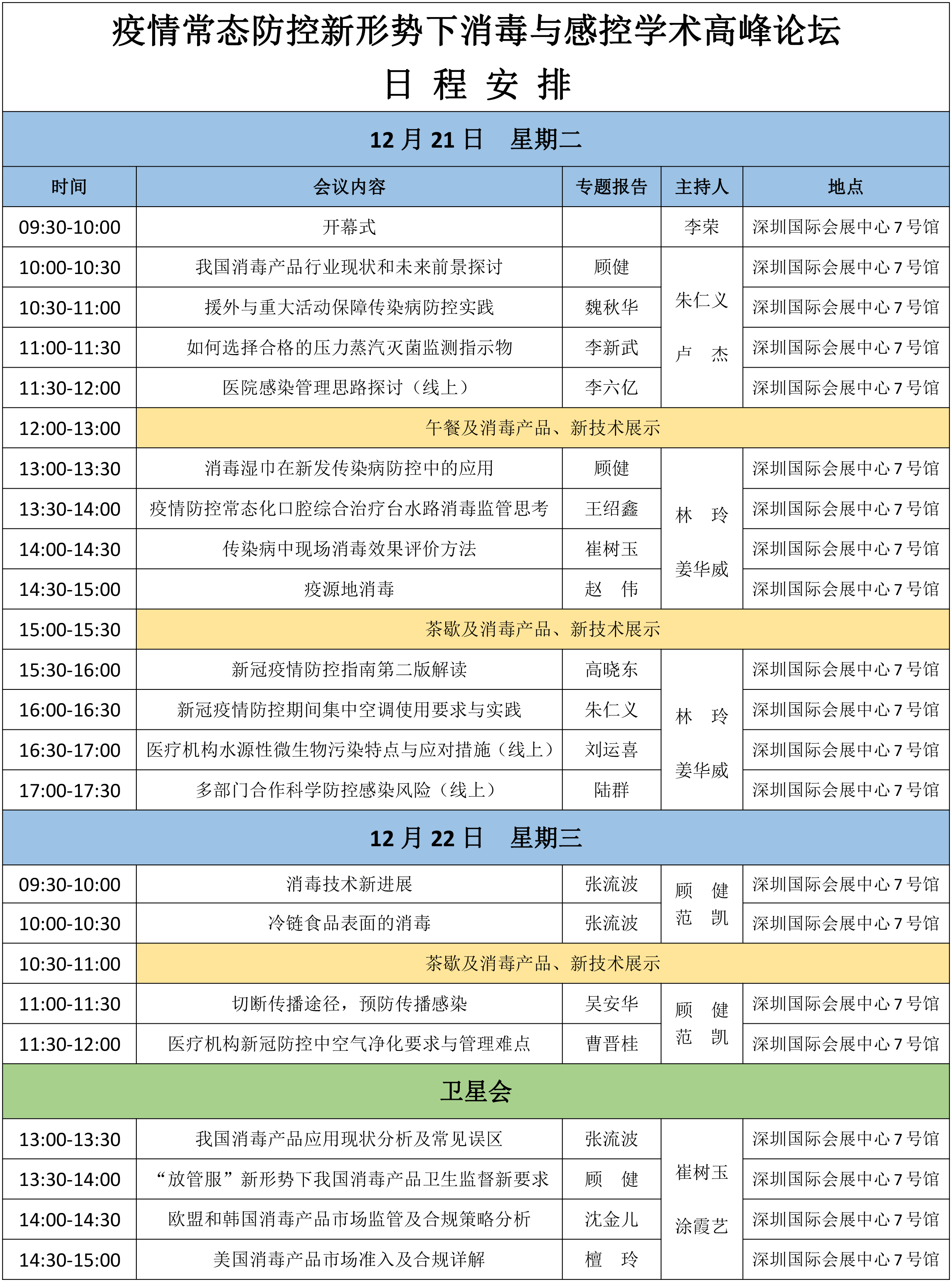 2021深圳国际消毒感控学术会议日程安排